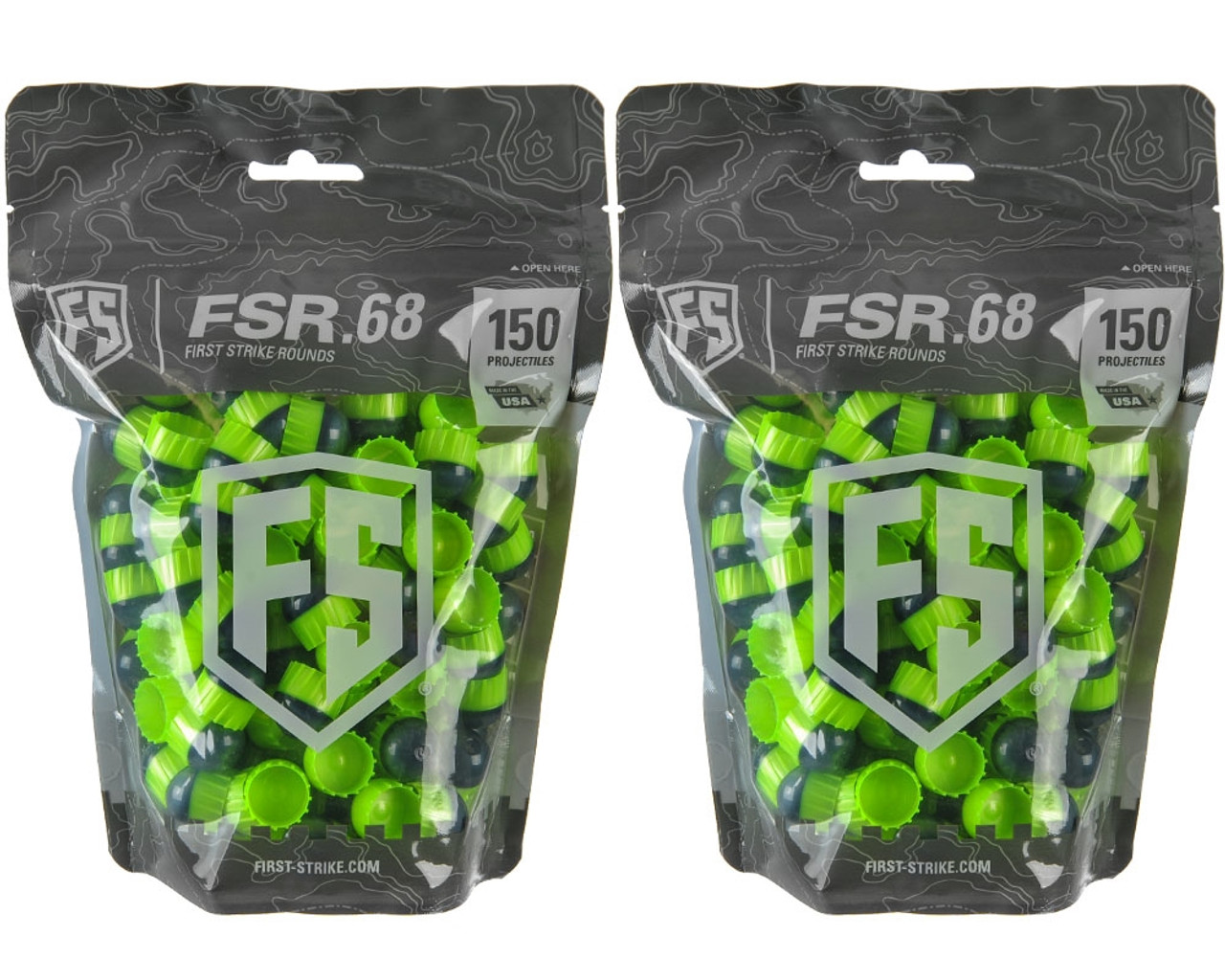First Strike .68 Caliber Paintballs - FSR - 300 Rounds - Smoke/Green Shell Green Fill